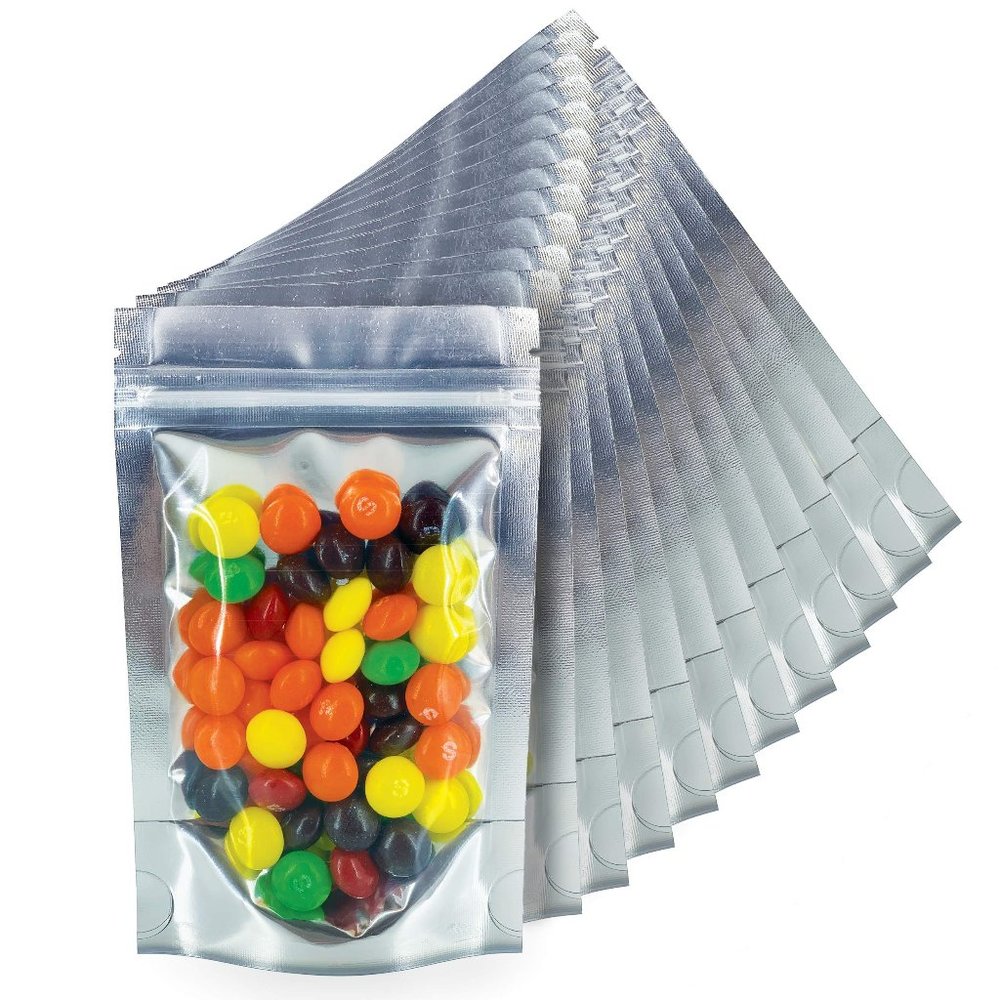 55 Pieces Mylar Clear Silver Sealable Bags for Packaging 3.5 x 5.5 inch - New